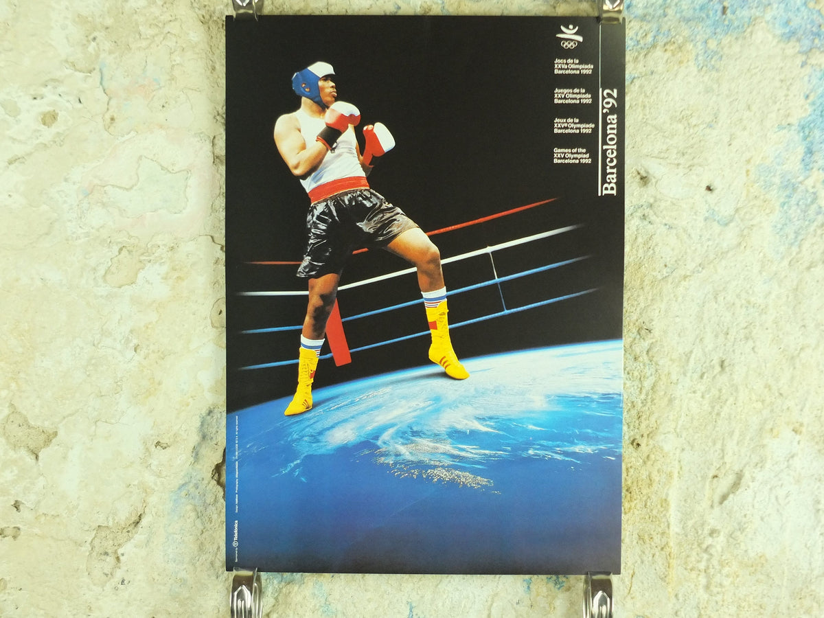 Original Vintage Olympic Spanish Barcelona 1992 Boxing Poster heavyweight middleweight lightweight Olympiad sport wall art 1990s