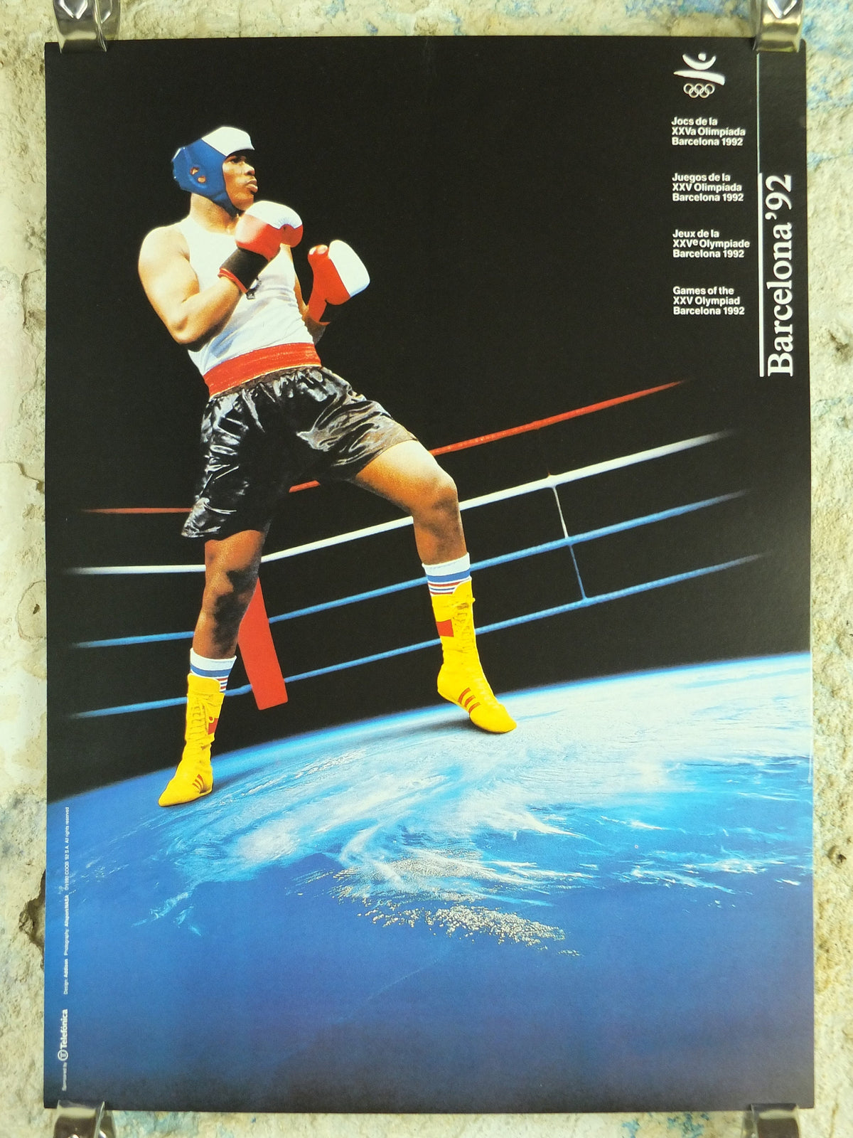 Original Vintage Olympic Spanish Barcelona 1992 Boxing Poster heavyweight middleweight lightweight Olympiad sport wall art 1990s