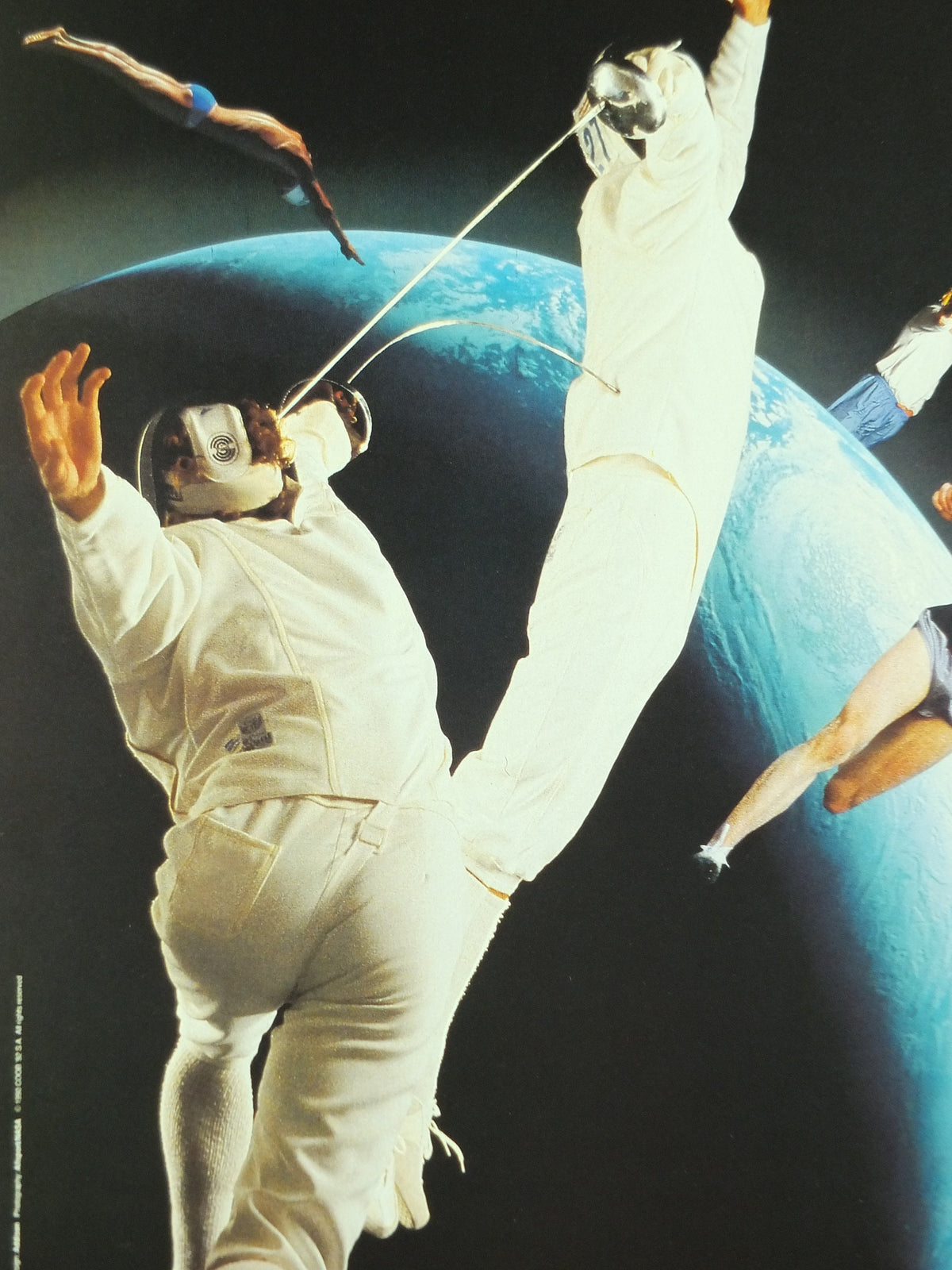 Original Vintage Olympic Spanish Barcelona 1992 Fencing Poster Swimming Track and Field Shooting Equestrian Olympiad sport wall art 1990s