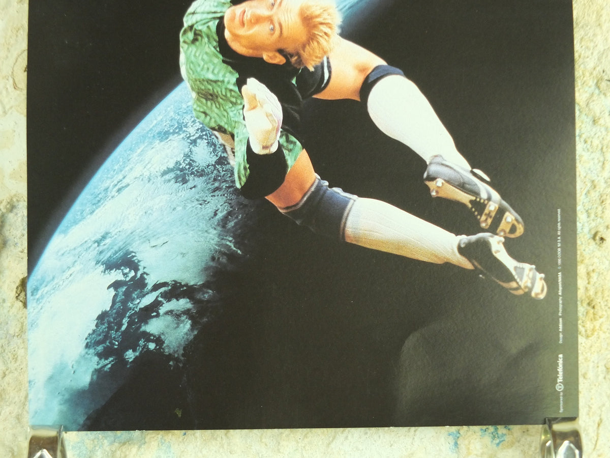 Original Vintage Olympic Spanish Barcelona 1992 Football Poster soccer ball goalkeeper dive goalie Olympiad sport wall art 1990s