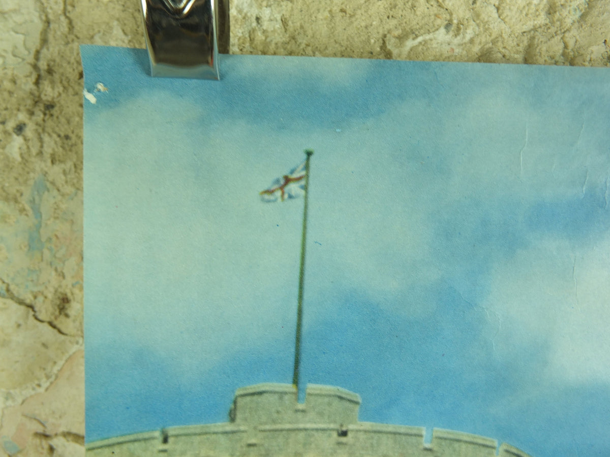 Original Vintage British Windsor Castle Travel Poster Britain Scots guards bagpipes hill round tower travel tourism holiday wall art 1950s