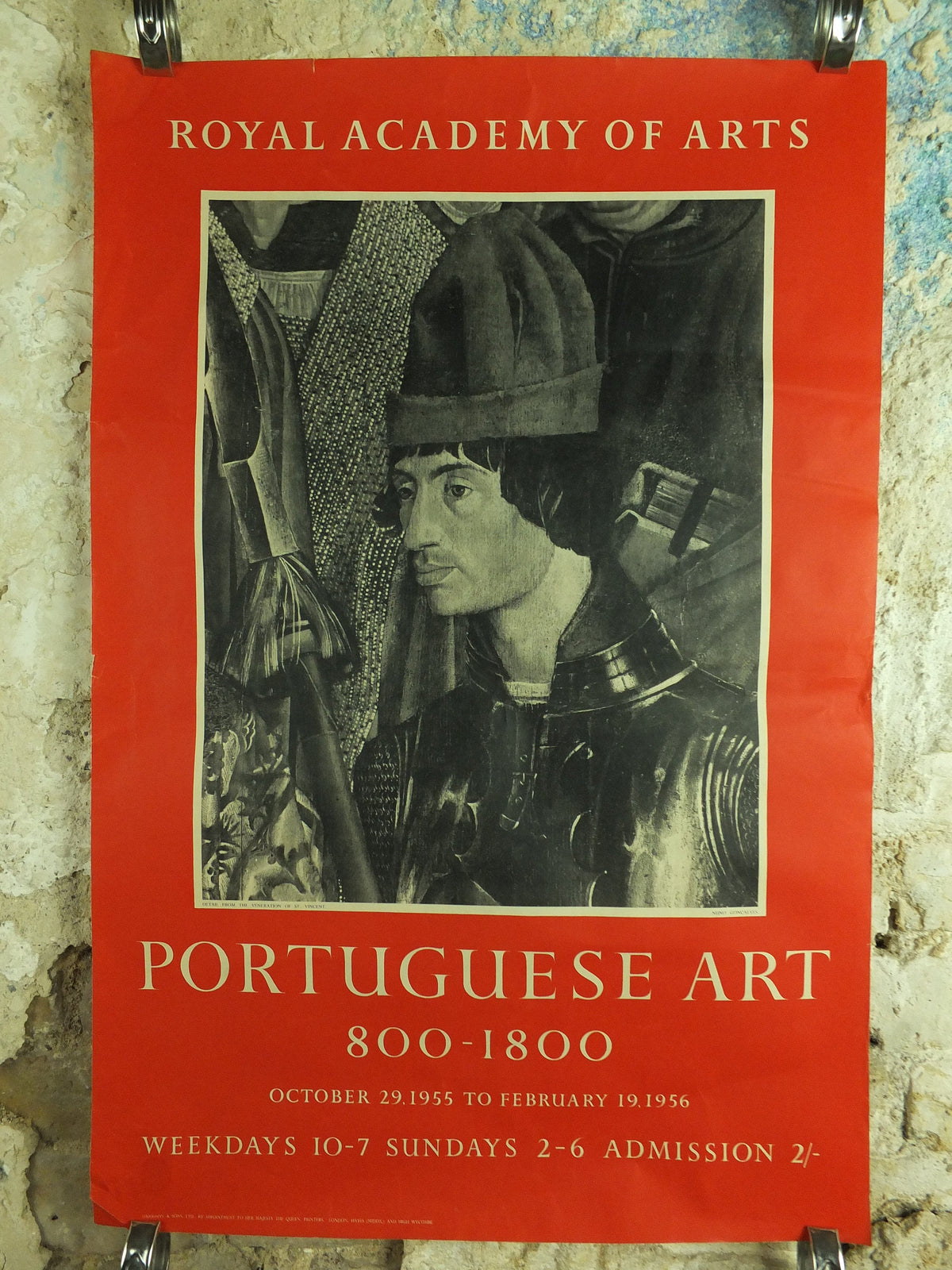 Original Vintage Royal Academy of Arts Poster Portuguese 800 - 1800 Nuno Goncalves St Vincent Portugal gallery exhibition wall art 1950s
