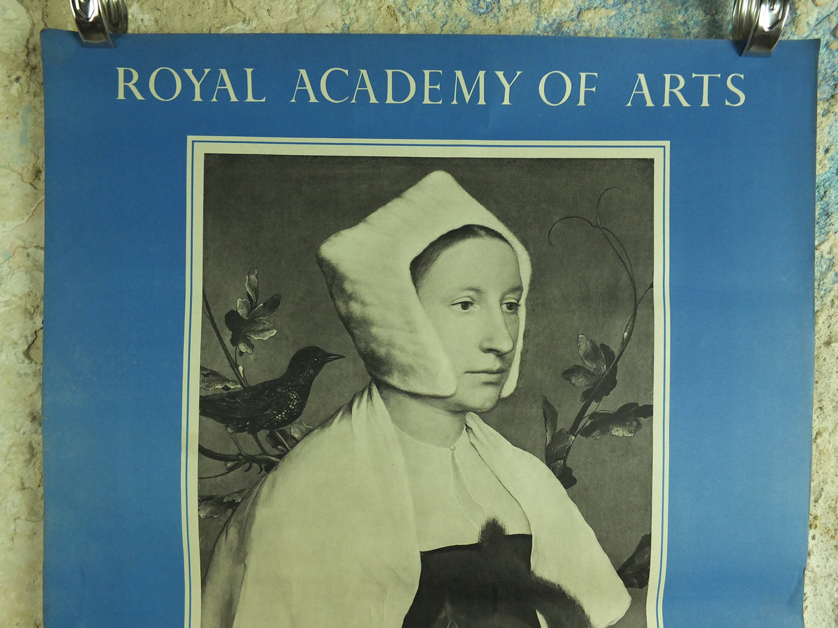 Original Vintage Royal Academy of Arts Poster Holbien and Masters 16C 17C Lady Squirrel Starling gallery exhibition wall art 1950s