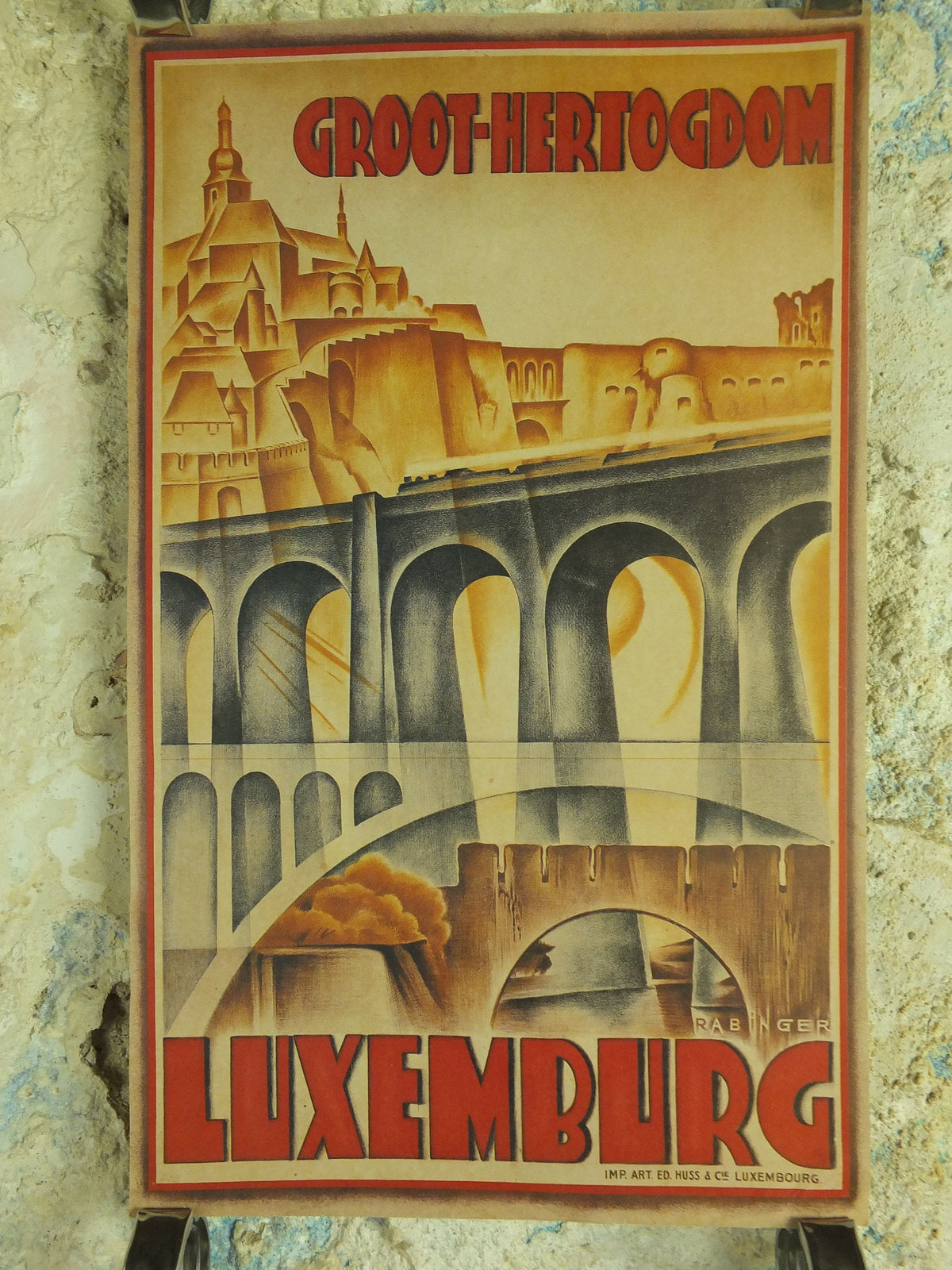 Vintage Reprint Luxemburg Travel Poster Groot Hertogdom 1920s Rabinger art deco nouveau tourism advertising metro print wall art retro 1920s