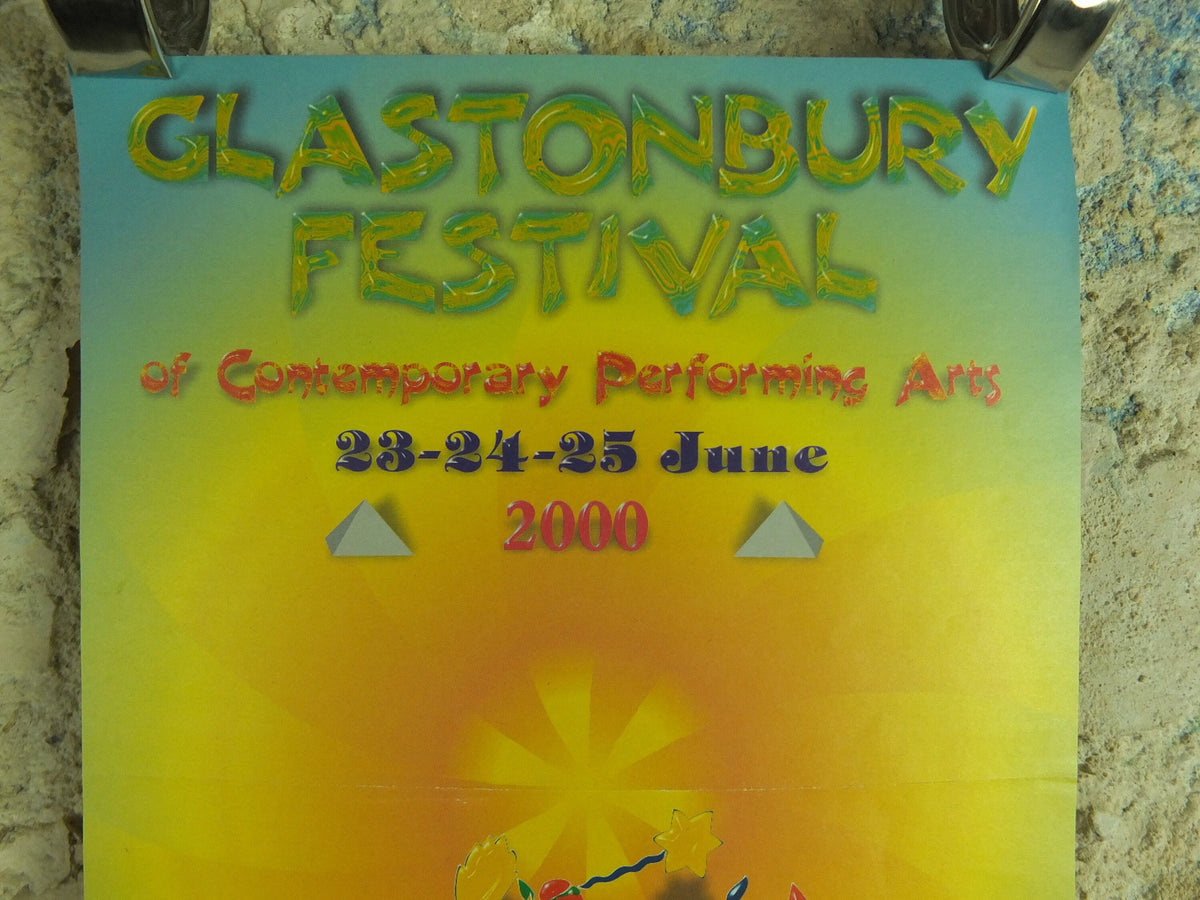 Original Vintage Glastonbury Festival 2000 Poster Greenpeace david bowie muse chemical brothers concert gig show music print wall art 1990s