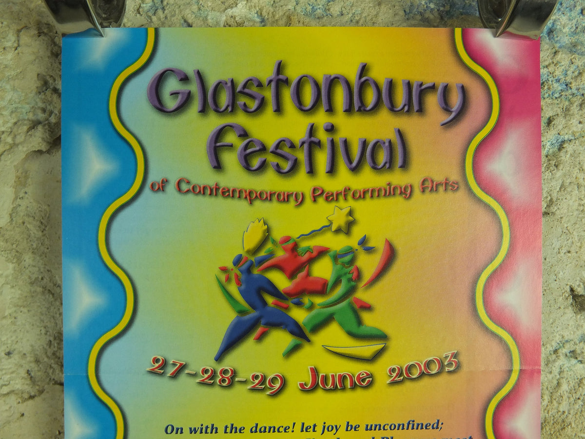 Original Vintage Glastonbury Festival 2003 Poster Greenpeace REM Suede David Gray moby radiohead concert gig show music print wall art 1990s