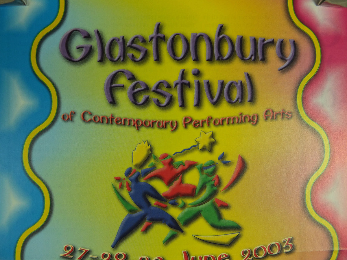 Original Vintage Glastonbury Festival 2003 Poster Greenpeace REM Suede David Gray moby radiohead concert gig show music print wall art 1990s