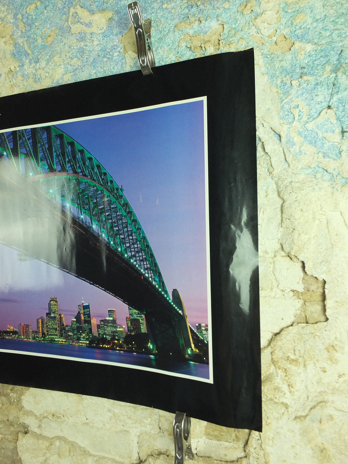 Original Vintage Australia Qantas Sydney Harbour Bridge Travel Poster city bay harbour travel tourism holiday vacation wall art 1990