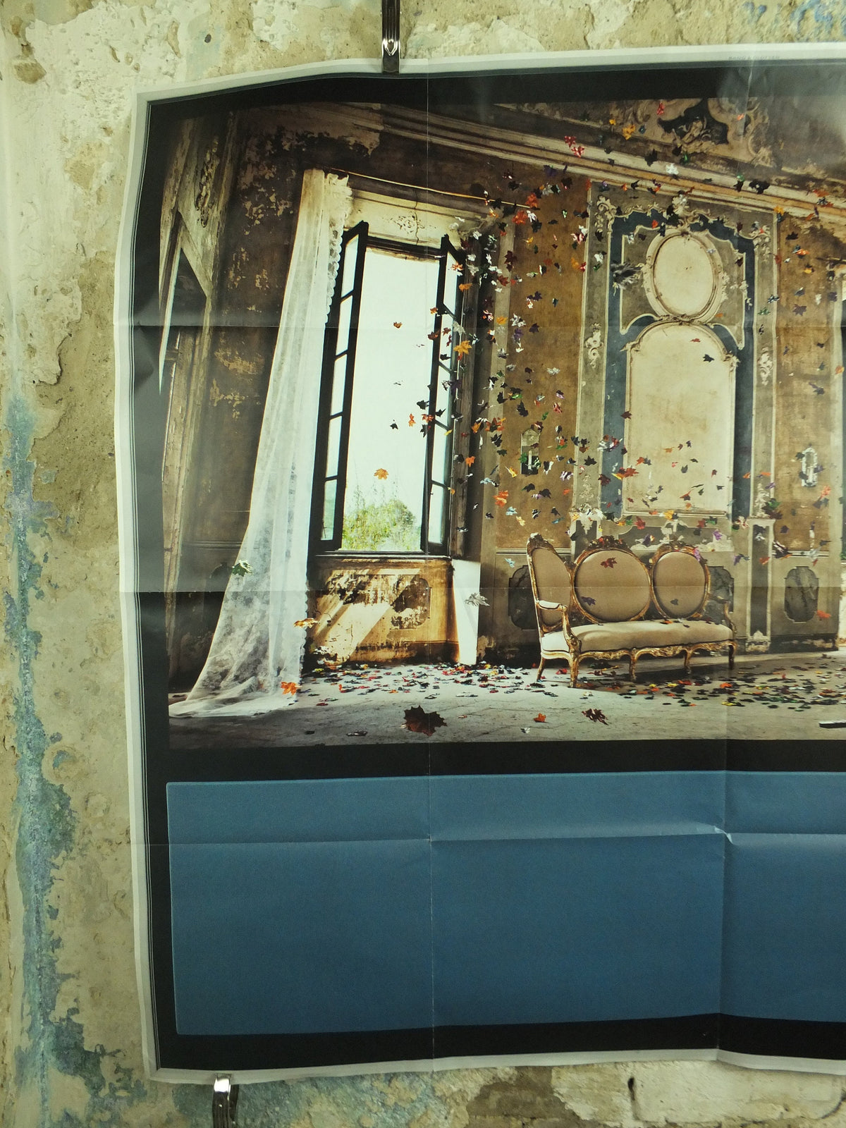 Original Bang & Olufsen Beovision Television Poster distressed leaves tv stately home and Danish Scandanavian advertising wall art 2000s