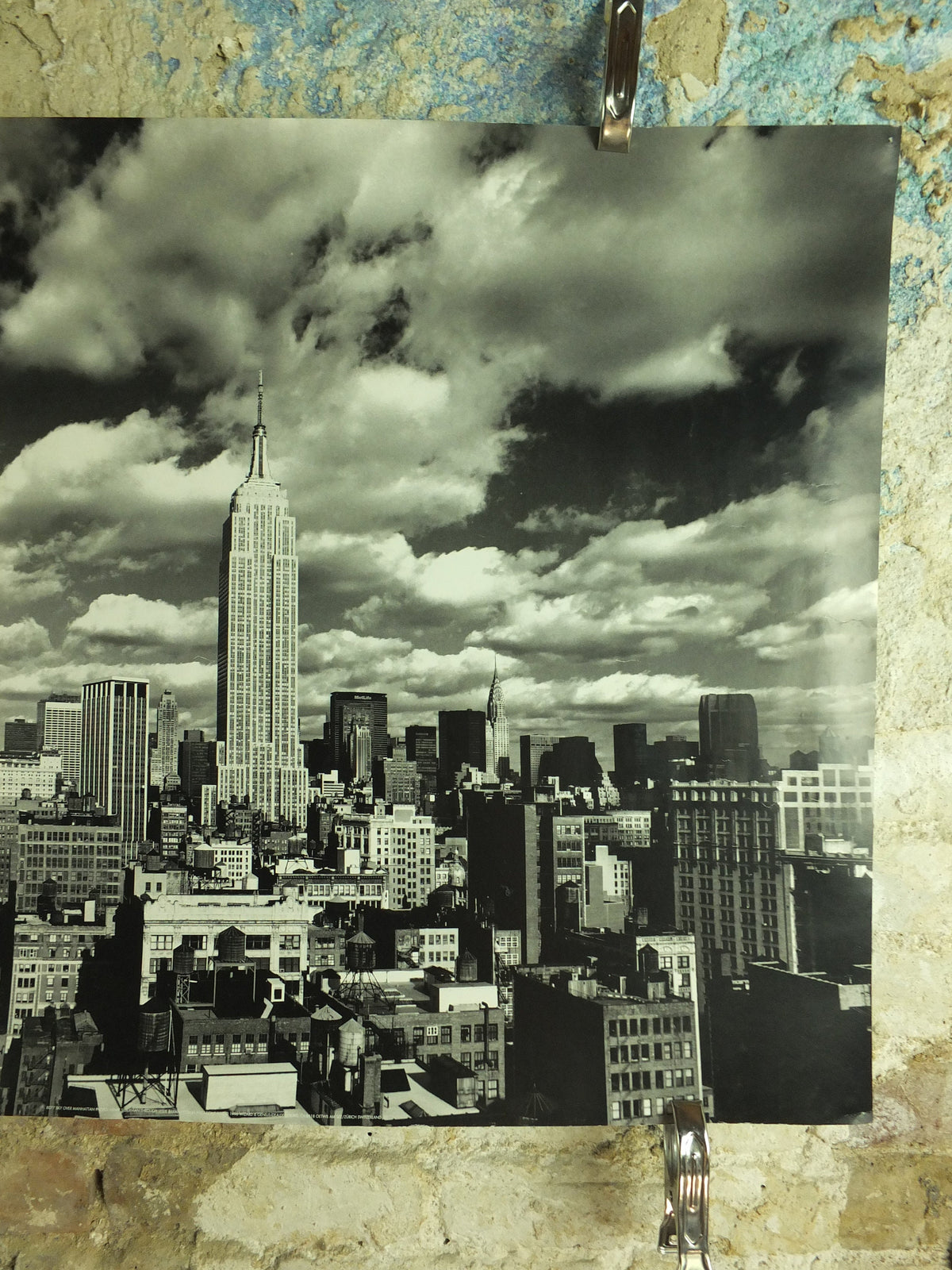 Original Vintage Manhatten New York Empire State Building Travel Poster black white USA monochrome print wall art retro 1990s 1996