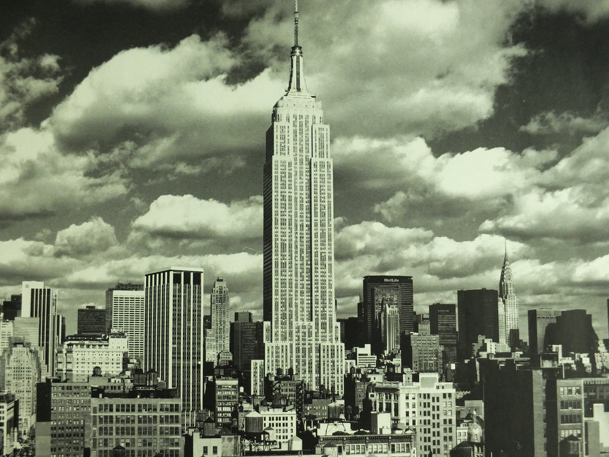 Original Vintage Manhatten New York Empire State Building Travel Poster black white USA monochrome print wall art retro 1990s 1996