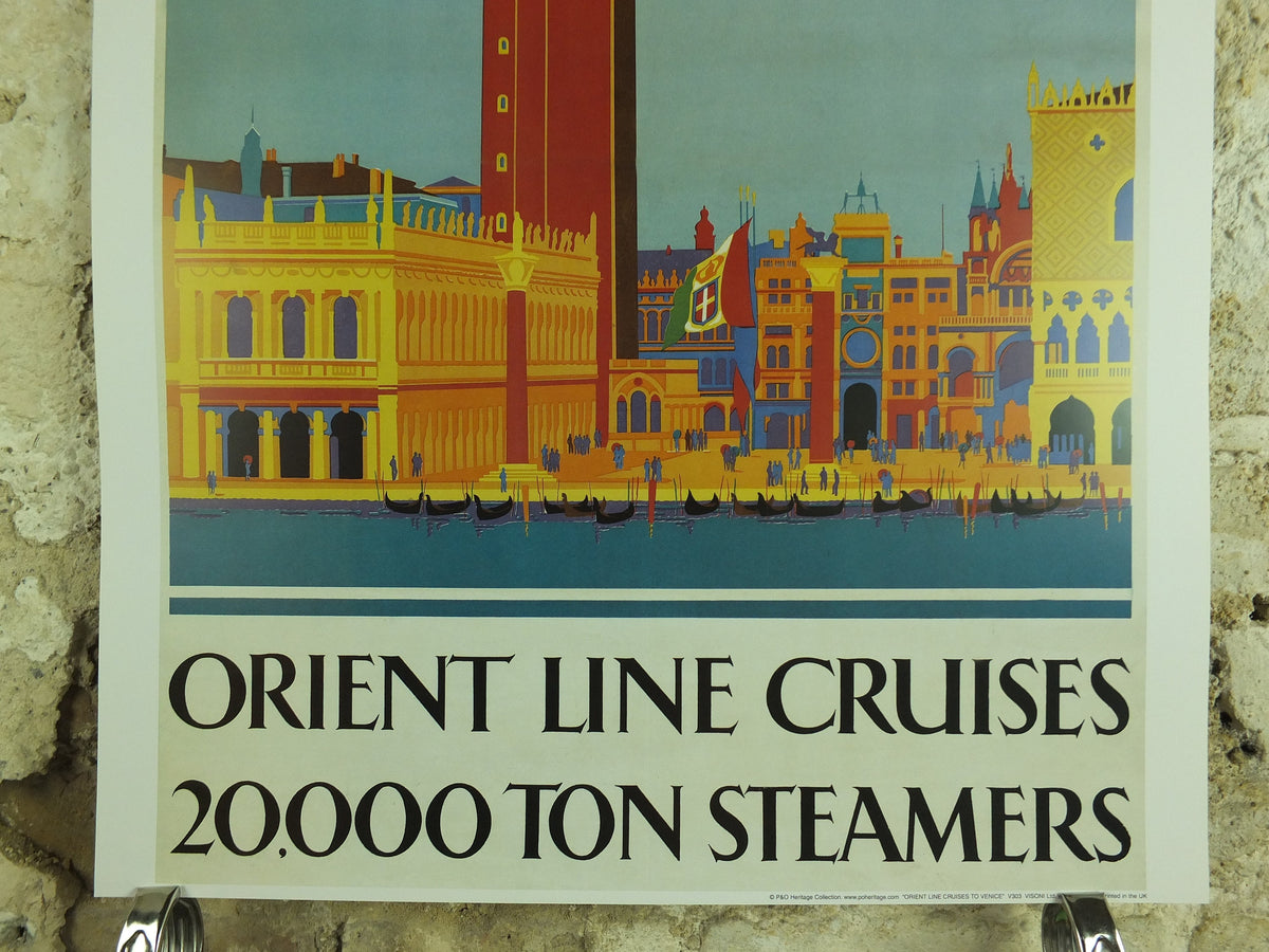Vintage Orient Line Venice St Marks Square Travel Poster P&O cruise ship shipping passenger tourism holiday vacation Visoni wall art 1990s