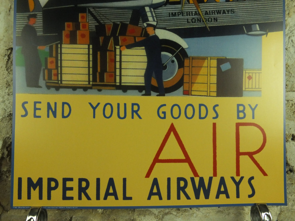 Vintage British Imperial Airways Travel Poster Goods airport London freight UK Britain travel tourism holiday vacation Visoni wall art 1990s