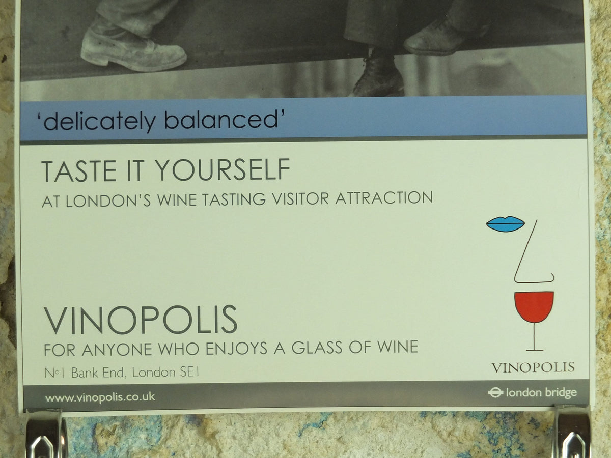 Original Vintage Vinopolis Wine Poster construction builders tasting Bank End London Bridge SE1 Winery Viticulture print wall art 1990s