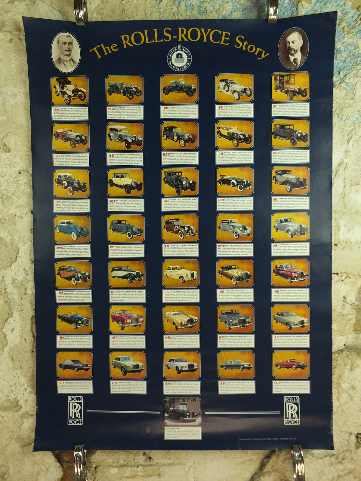 Original Vintage British Rolls Royce Story Poster Crewe luxury brand design sports car Cheshire history Advertising print wall art 1990s