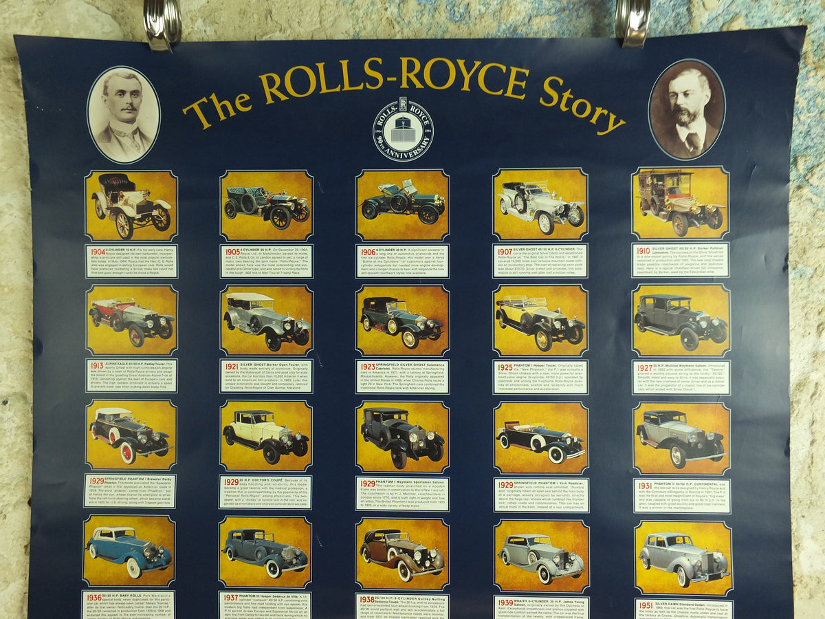 Original Vintage British Rolls Royce Story Poster Crewe luxury brand design sports car Cheshire history Advertising print wall art 1990s