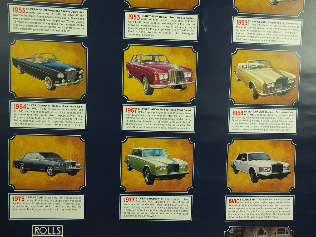 Original Vintage British Rolls Royce Story Poster Crewe luxury brand design sports car Cheshire history Advertising print wall art 1990s