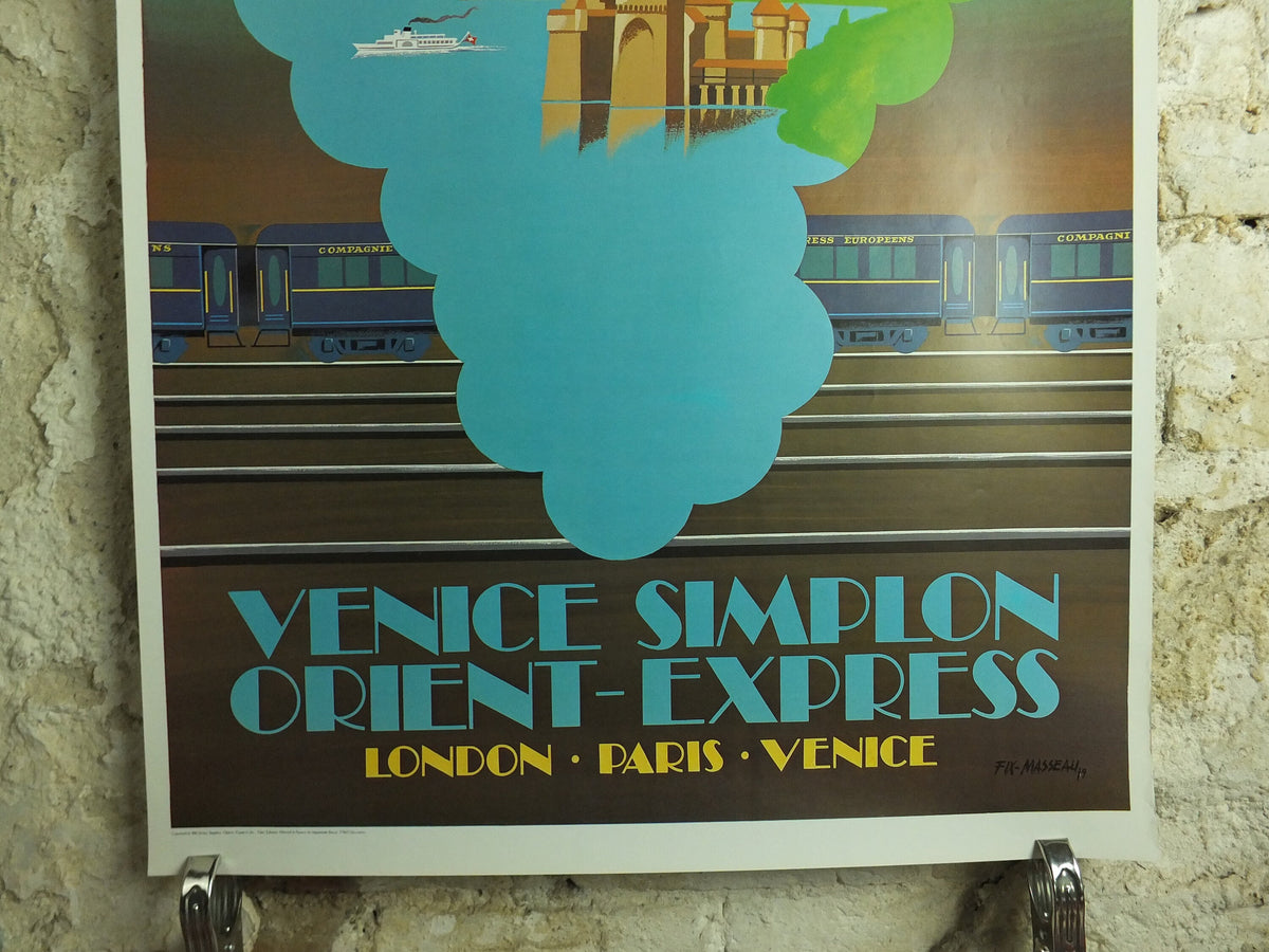 1981 Orient Express Poster, The Alps by Fix Masseau, French Alps Venice Simplon, art deco nouveau wall art decor