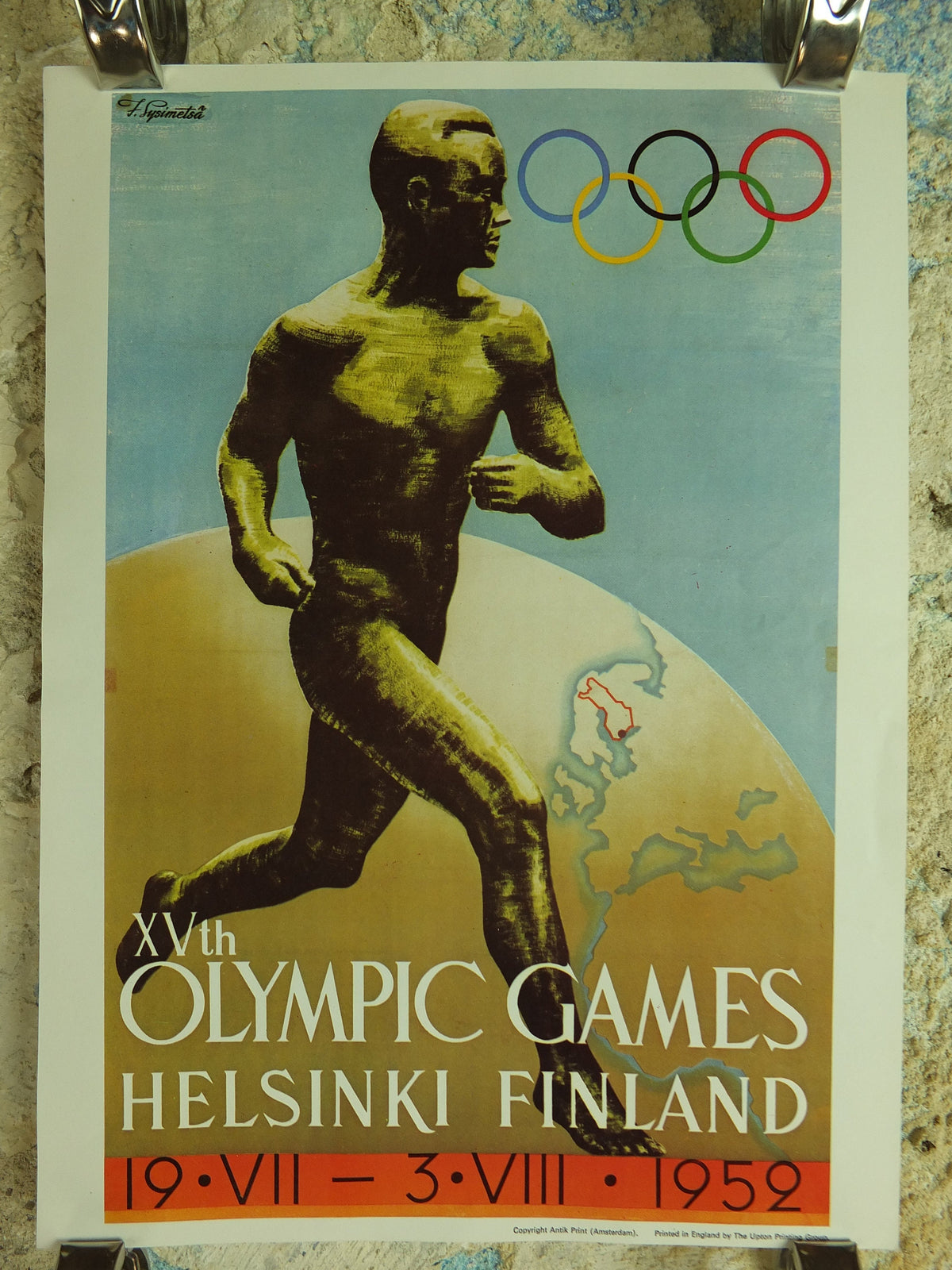 Vintage Olympic Games Helsinki Finland Poster rings sports sport international summer wall art reprint 1970s