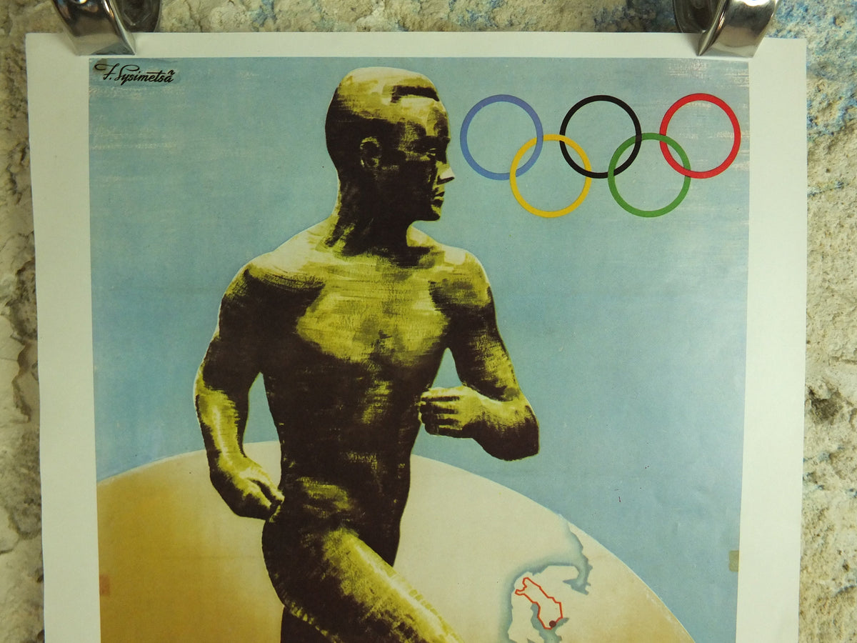 Vintage Olympic Games Helsinki Finland Poster rings sports sport international summer wall art reprint 1970s