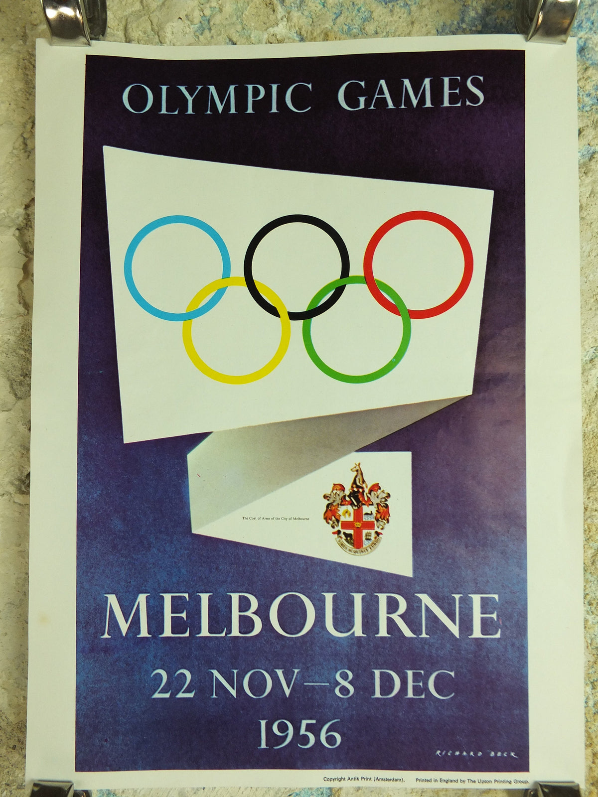 Vintage Olympic Games Melbourne Australia Poster rings sports sport international summer wall art reprint 1970s