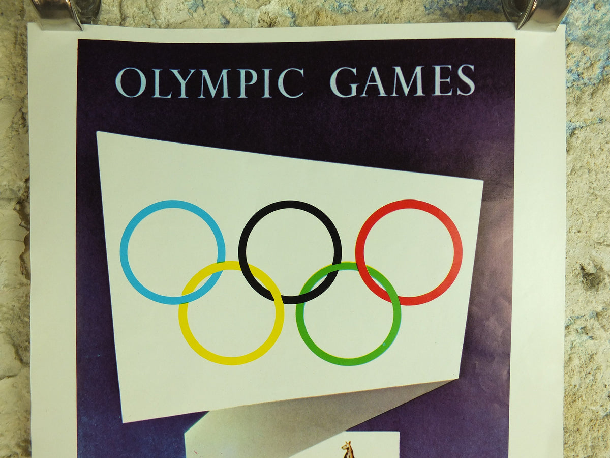 Vintage Olympic Games Melbourne Australia Poster rings sports sport international summer wall art reprint 1970s