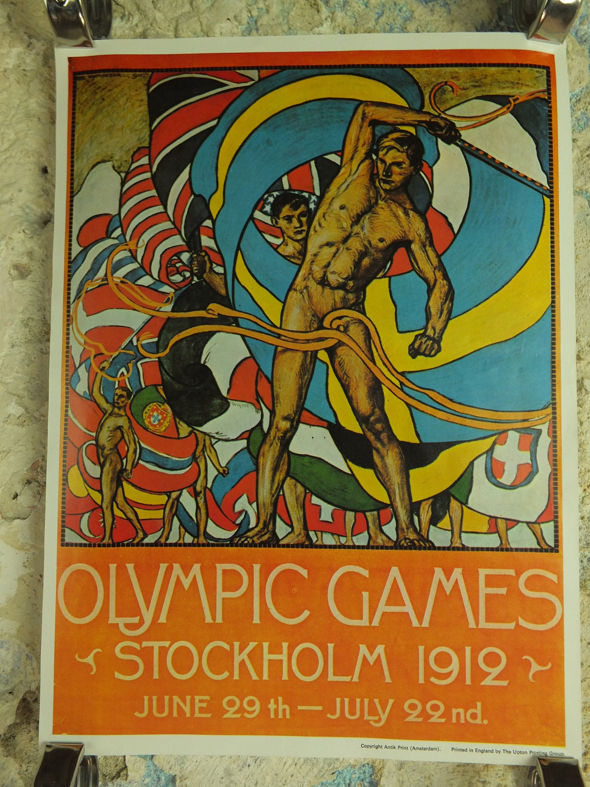 Vintage Olympic Games Stockholm Sweden Poster rings sports sport international summer wall art reprint 1970s