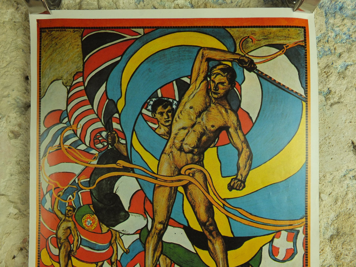 Vintage Olympic Games Stockholm Sweden Poster rings sports sport international summer wall art reprint 1970s