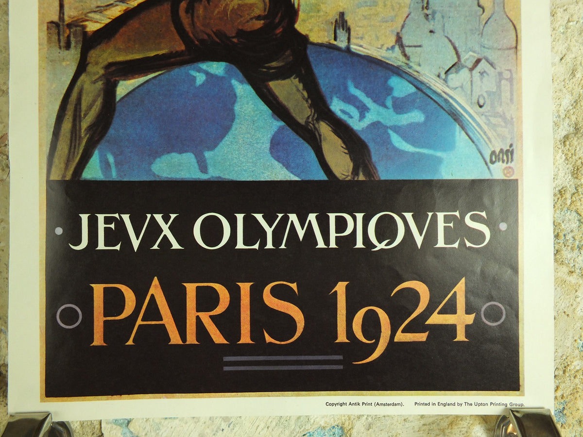 Vintage Olympic Games Paris France Poster rings sports sport international summer wall art reprint 1970s