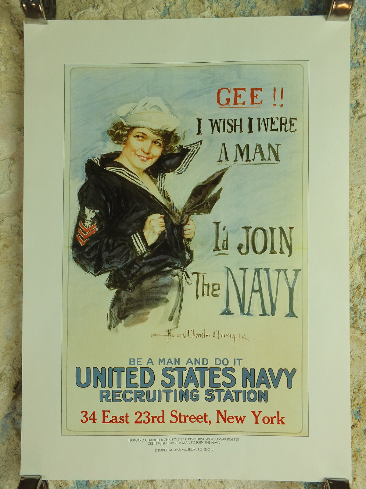 Vintage British Christy Girls If I was a man I'd join the Navy Poster Imperial War Museum World War 1 WW1 Propaganda Poster reprint wall art