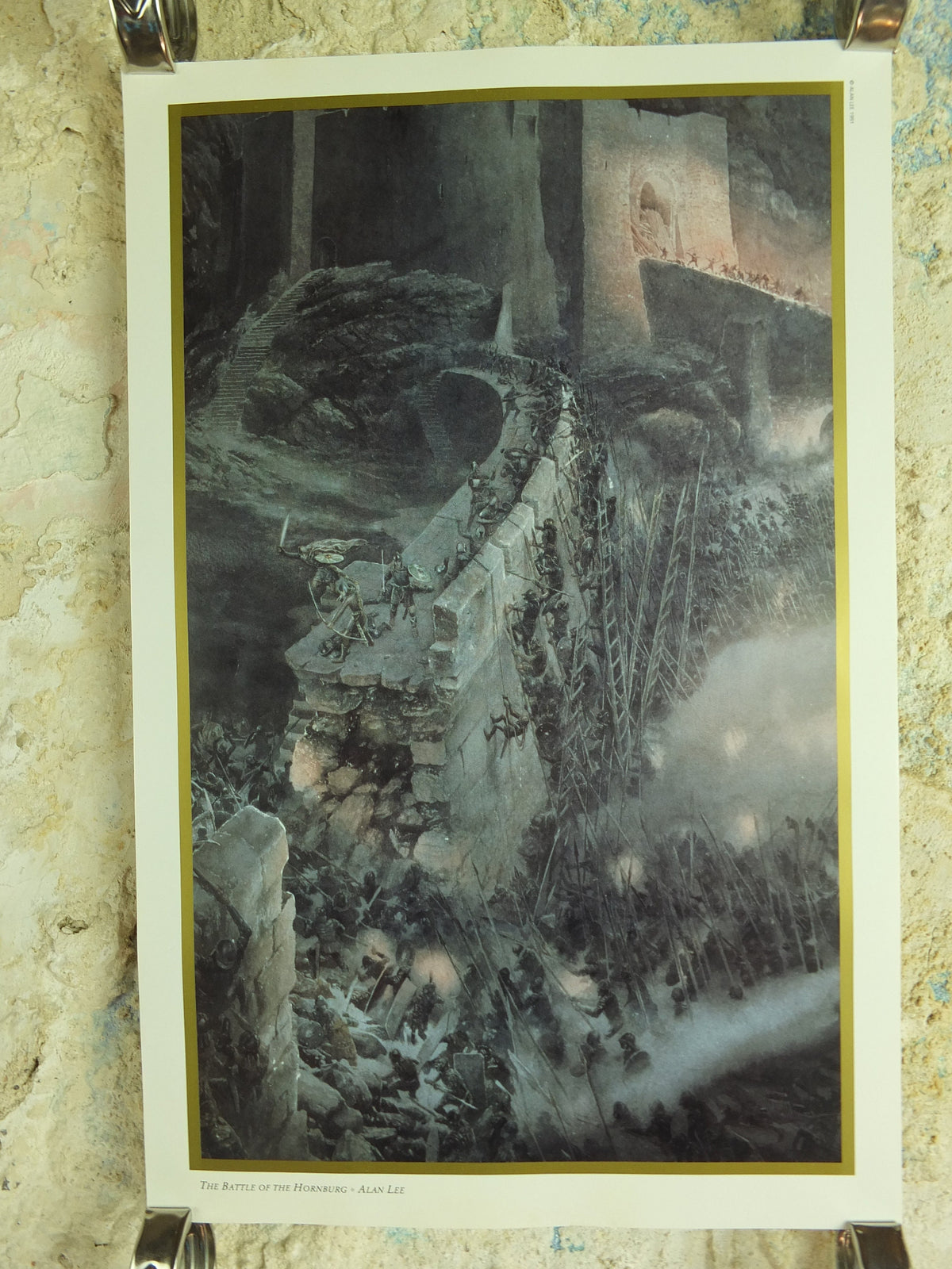 1994 The Battle of the Hornburg Poster, by Alan Lee, Tolkien Centenary Lord of the Rings, Helms Deep Rohan, Two Towers, print wall art decor