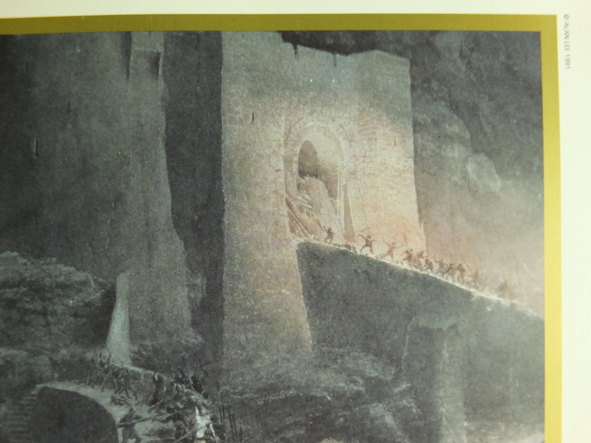 1994 The Battle of the Hornburg Poster, by Alan Lee, Tolkien Centenary Lord of the Rings, Helms Deep Rohan, Two Towers, print wall art decor
