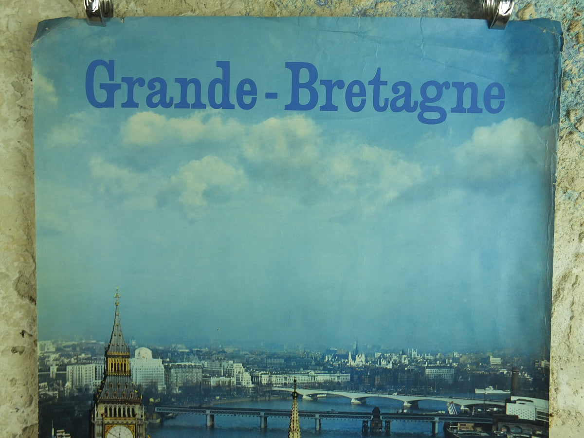 Original Vintage Great Britain Houses of Parliament Travel Poster London Britain River Thames travel tourism holiday vacation wall art 1950s