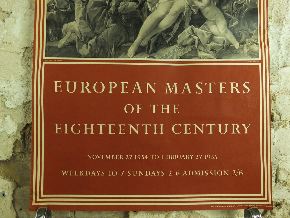 Original Vintage Royal Academy of Arts Poster Toilet of Venus European Masters of the 18C Francois Boucher gallery exhibition wall art 1950s