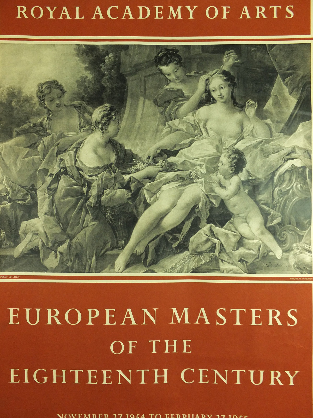 Original Vintage Royal Academy of Arts Poster Toilet of Venus European Masters of the 18C Francois Boucher gallery exhibition wall art 1950s