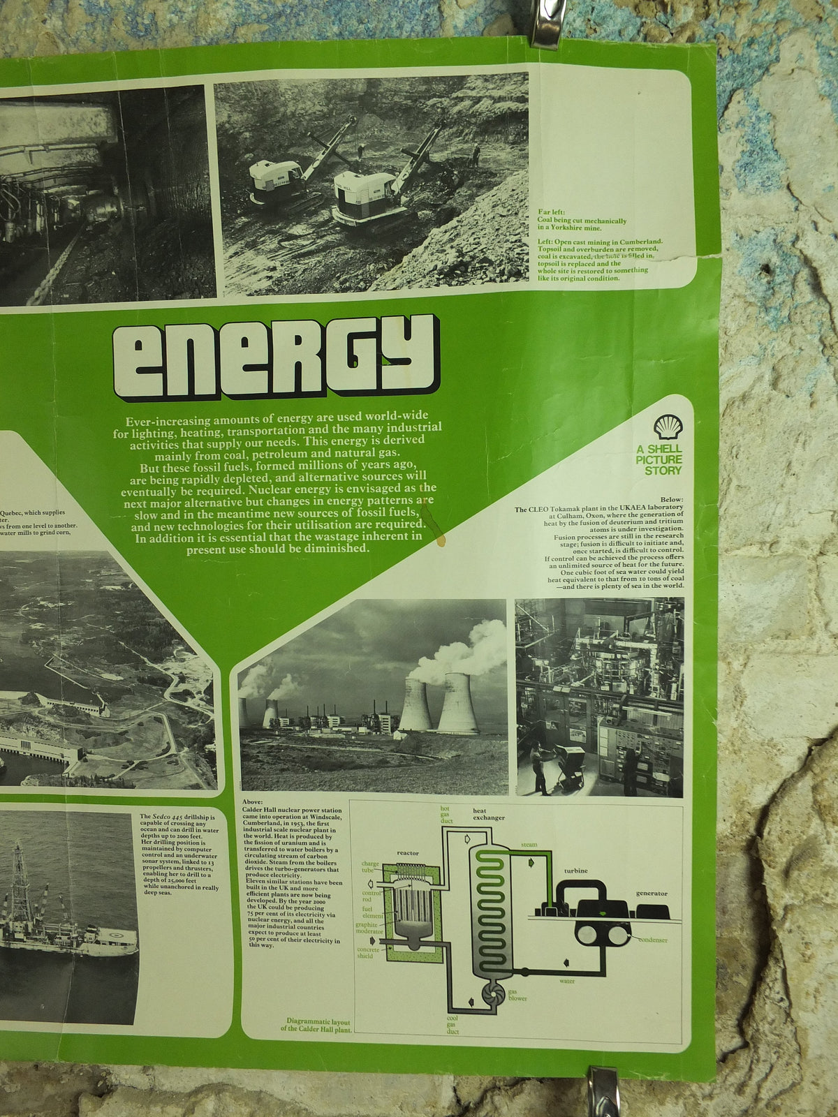 Original Vintage Shell Energy Poster Culham Oxon Tokamak Yorkshire industrial school education art wall retro interior design 1973 1970s