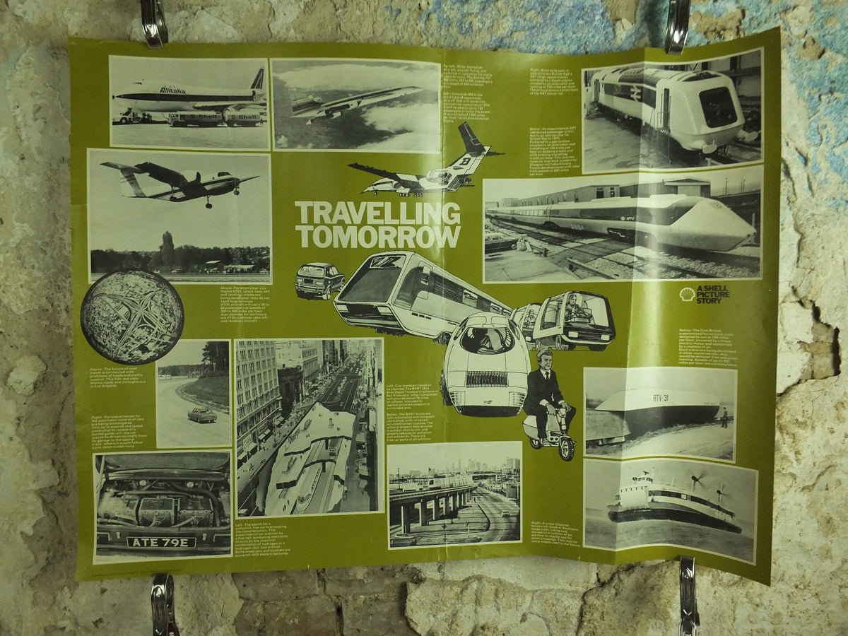Original Vintage Shell Travelling Tomorrow Poster Yorkshire train industrial school education art wall retro interior design 1973 1970s
