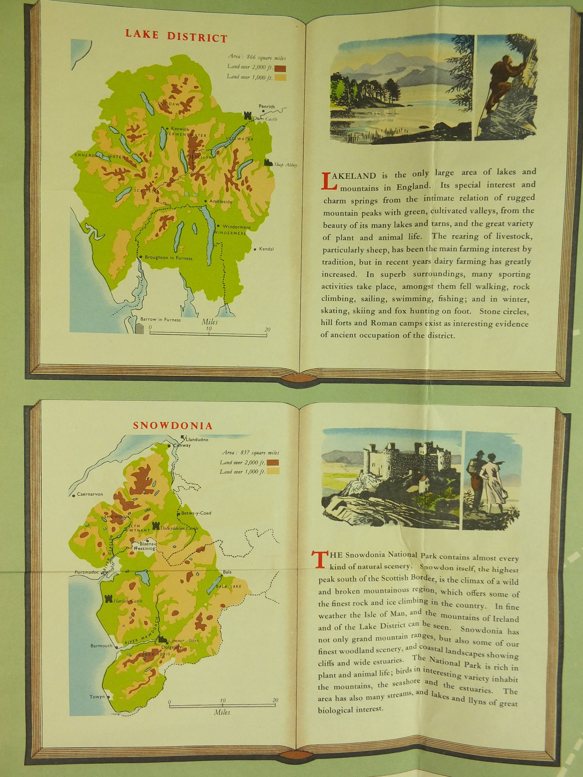 Original Vintage National Parks of England and Wales Poster Lake District Peak Snowdonia Dartmoor York Pembrokeshire wall art 1950s 1955