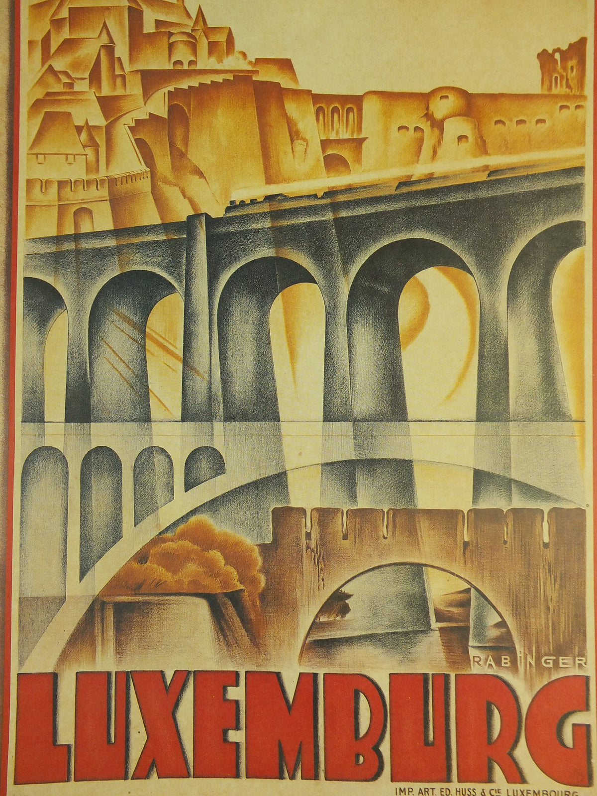 Vintage Reprint Luxemburg Travel Poster Groot Hertogdom 1920s Rabinger art deco nouveau tourism advertising metro print wall art retro 1920s