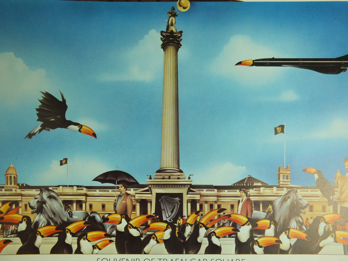 Original Vintage Guinness Toucan Poster, advertising, Tower of London, Trafalgar Square, ale Irish stout beer print wall art retro 1970s
