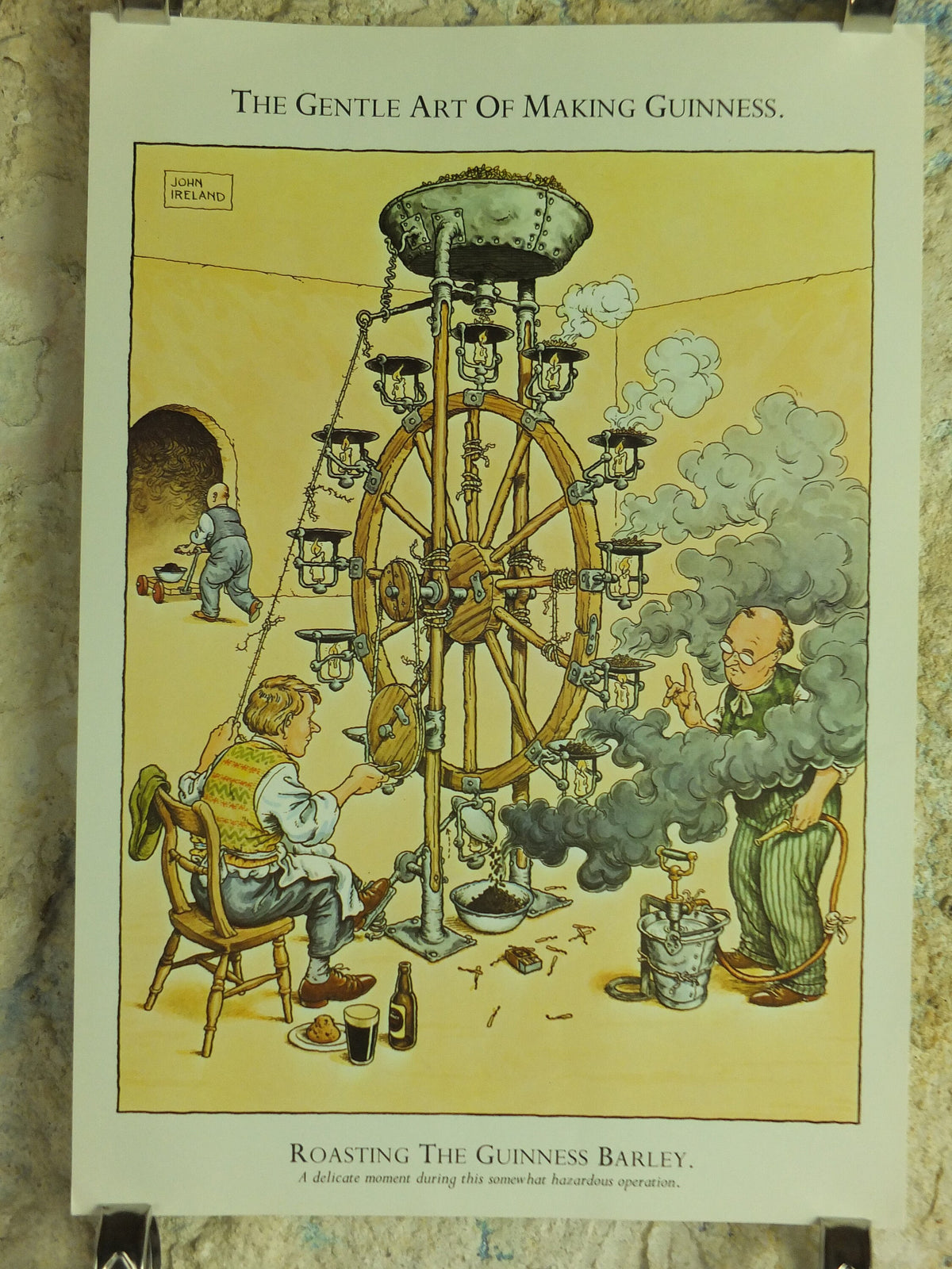 Original Vintage Gentle Art of making Guinness Poster Roasting the Barley advertising ale Irish stout beer print wall art retro 1980s