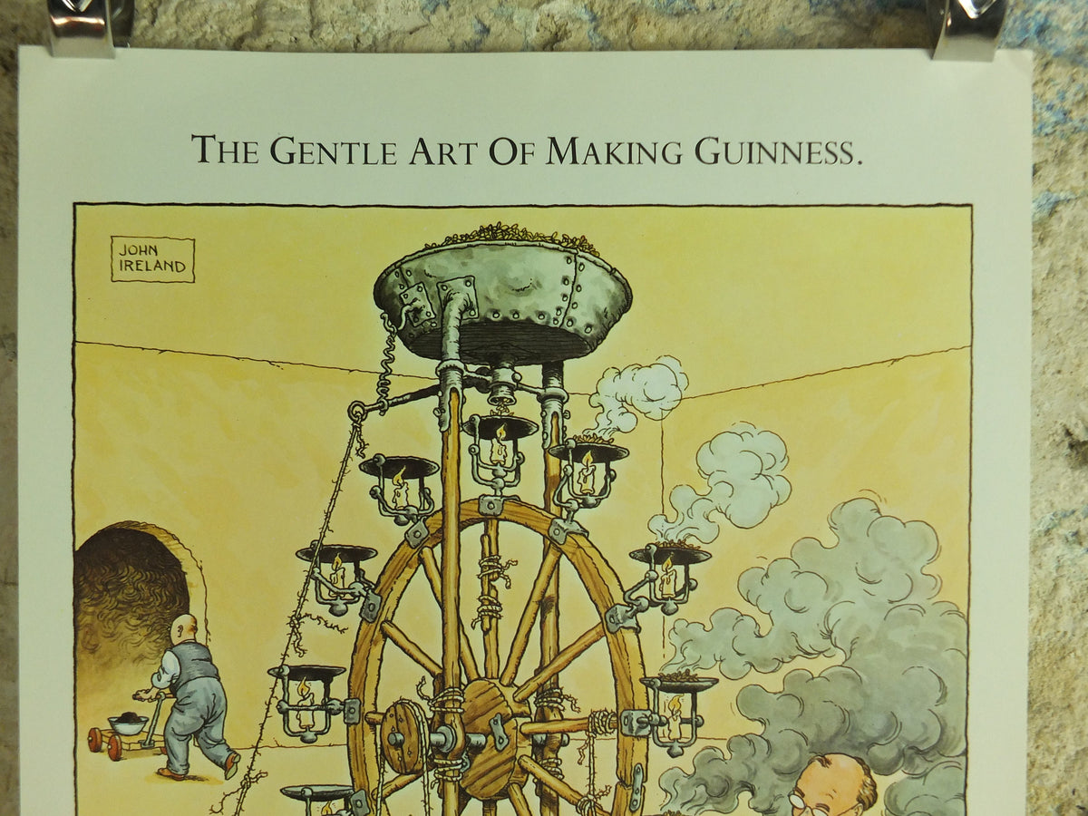 Original Vintage Gentle Art of making Guinness Poster Roasting the Barley advertising ale Irish stout beer print wall art retro 1980s