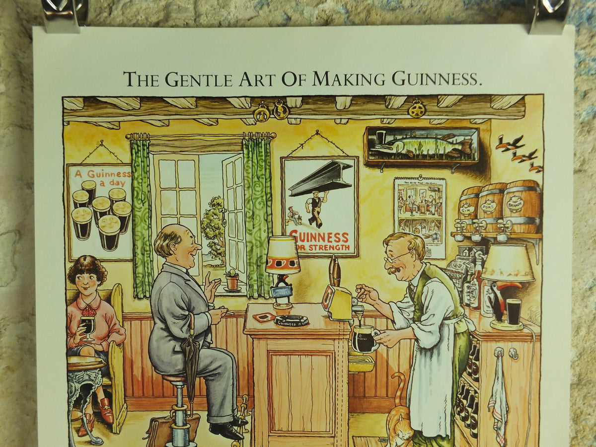 Original Vintage Gentle Art of Making Guinness Poster First Guinness of the Day advertising ale Irish stout beer print wall art retro 1980s