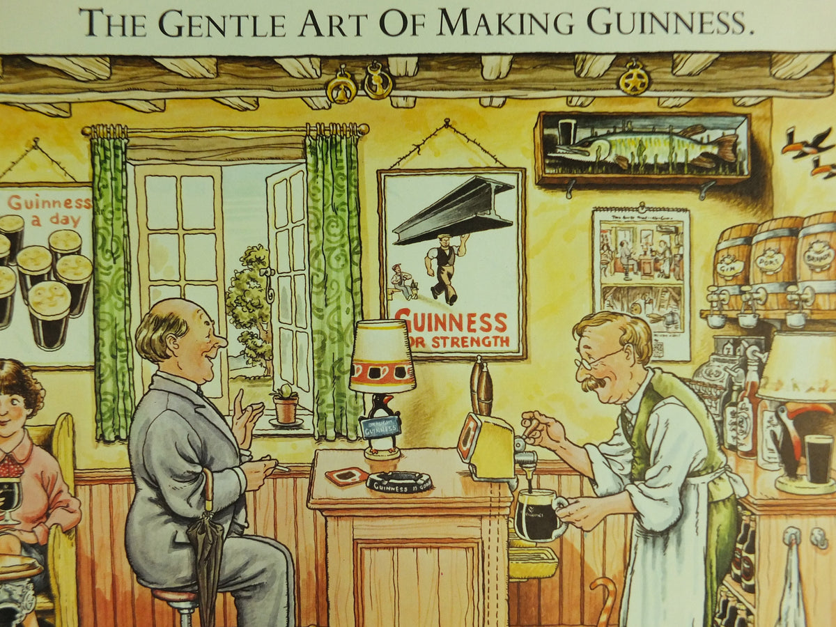 Original Vintage Gentle Art of Making Guinness Poster First Guinness of the Day advertising ale Irish stout beer print wall art retro 1980s