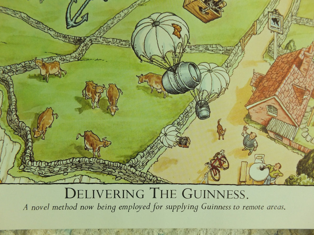 Original Vintage Gentle Art of Making Guinness Poster Delivering the Guinness advertising ale Irish stout beer print wall art retro 1980s