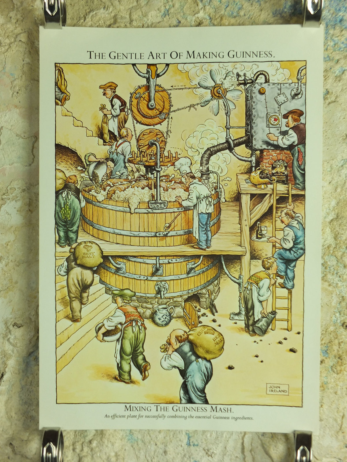 Original Vintage Gentle Art of Making Guinness Poster Mixing the Guinness Mash advertising ale Irish stout beer print wall art retro 1980s