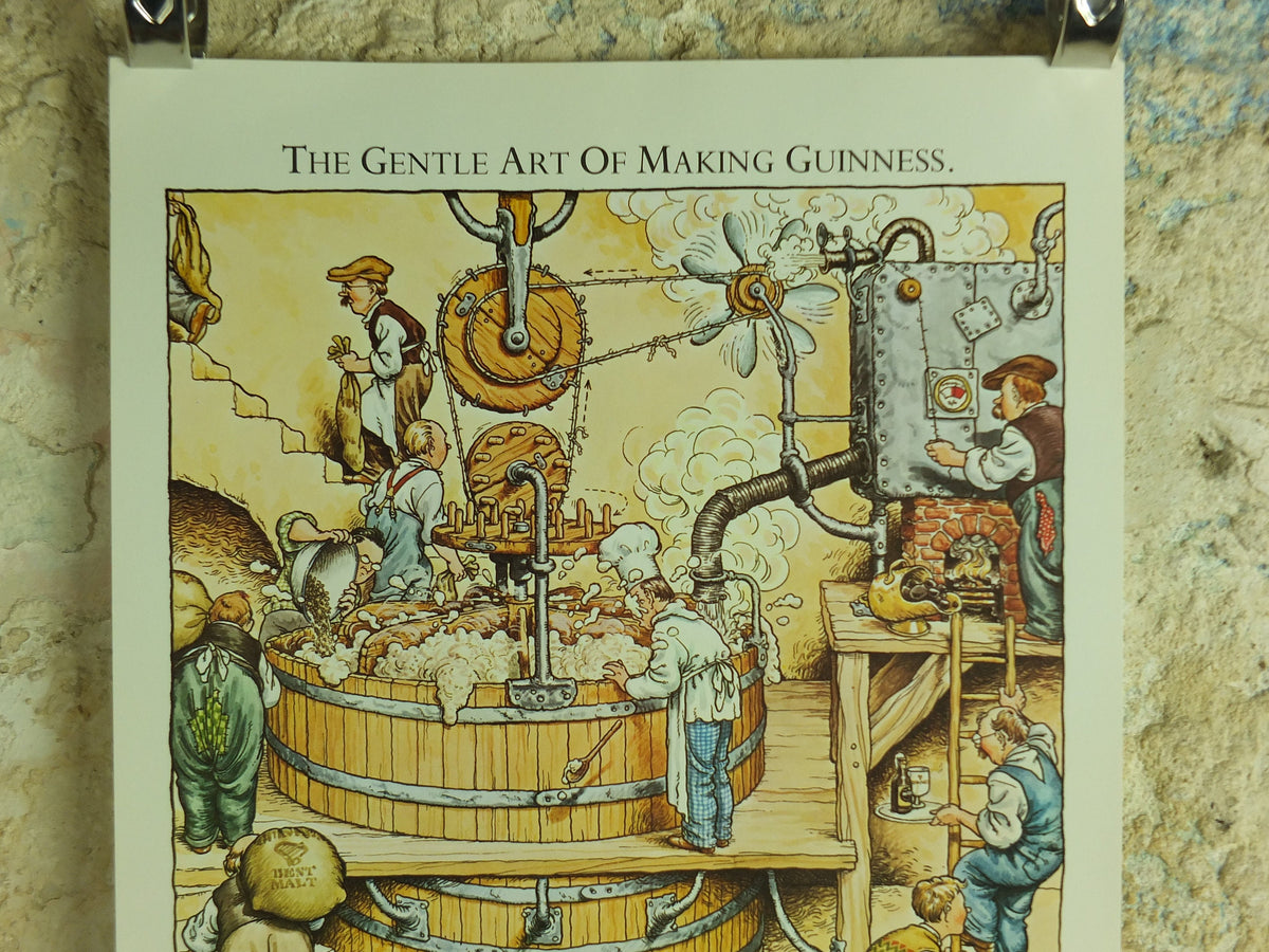Original Vintage Gentle Art of Making Guinness Poster Mixing the Guinness Mash advertising ale Irish stout beer print wall art retro 1980s