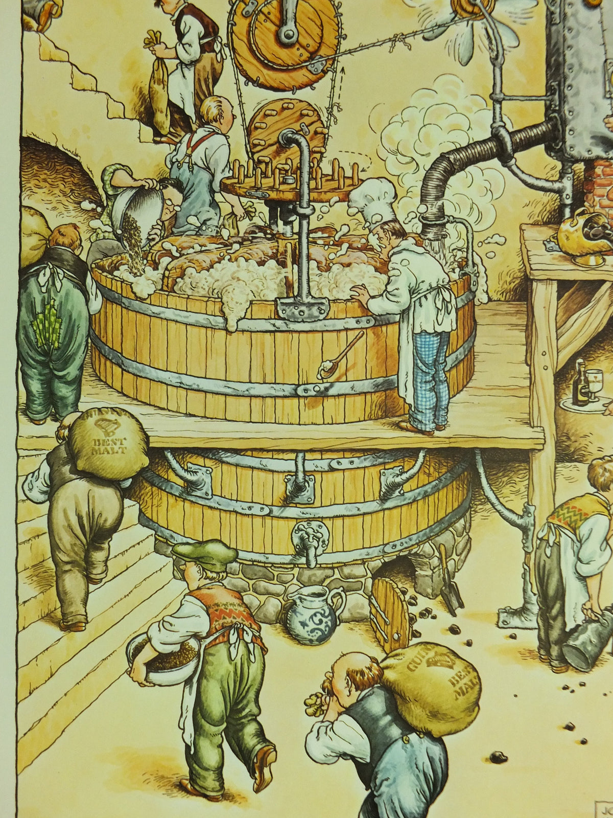 Original Vintage Gentle Art of Making Guinness Poster Mixing the Guinness Mash advertising ale Irish stout beer print wall art retro 1980s
