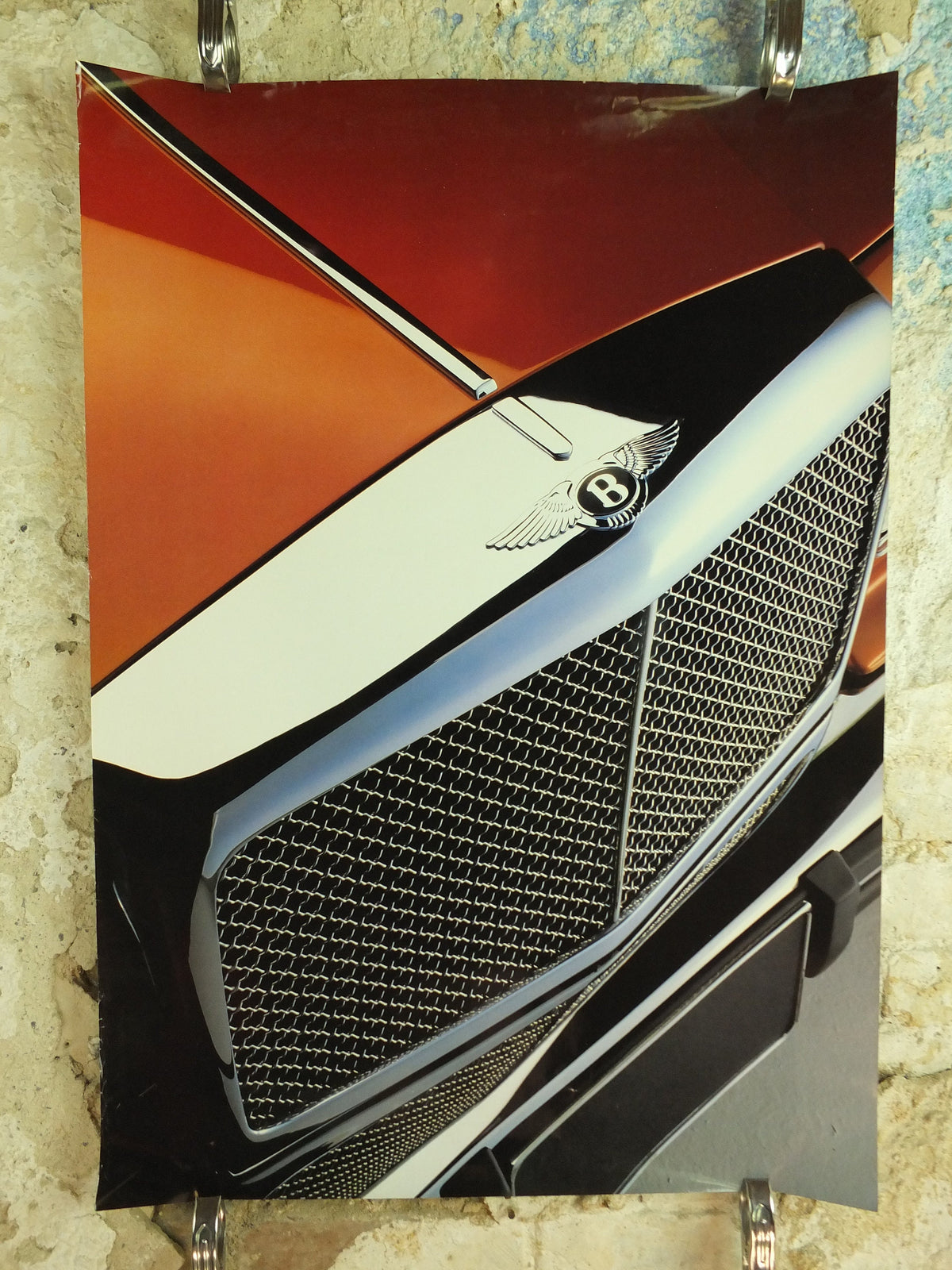 Original Vintage British Bentley Grill Poster luxury brand design car sports power deluxe advertising print wall art 1990s