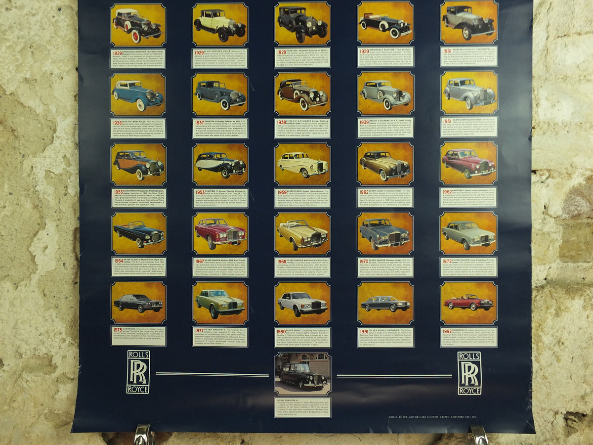 Original Vintage British Rolls Royce Story Poster Crewe luxury brand design sports car Cheshire history Advertising print wall art 1990s